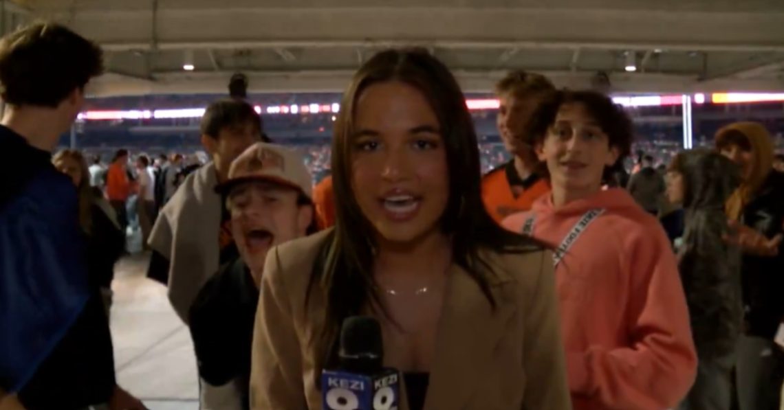 KEZI reporter being taunted by football fans