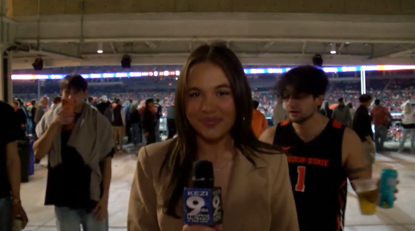 KEZI reporter being taunted by football fans 