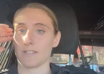 Screenshot from video of police officer explaining speeding