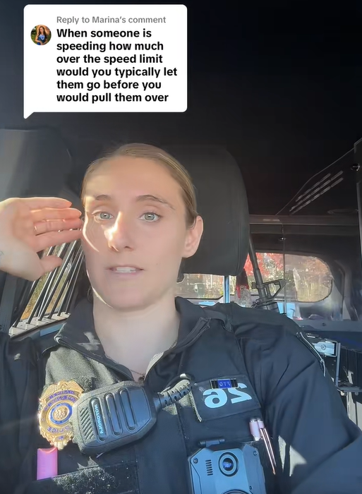 Screenshot from video of police officer explaining speeding