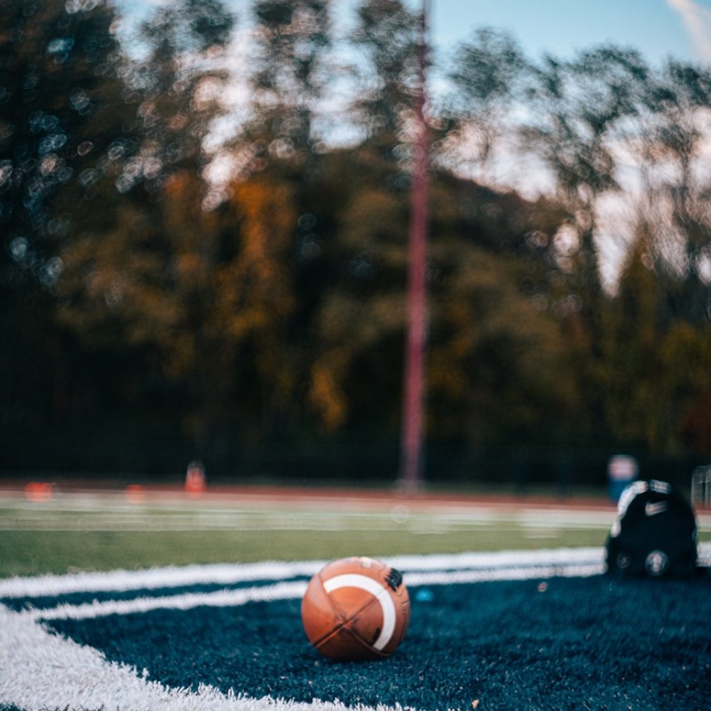 a football on a football field
