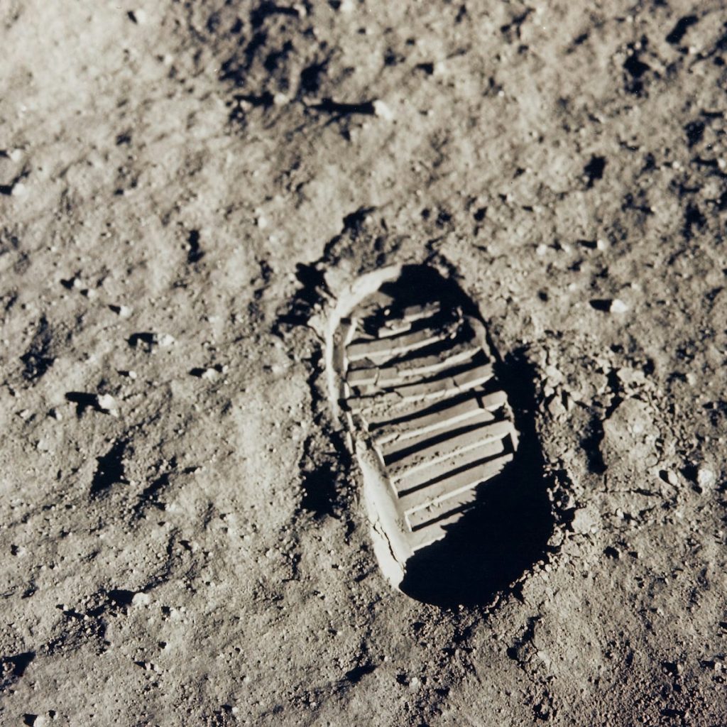 Footprint on lunar regolith