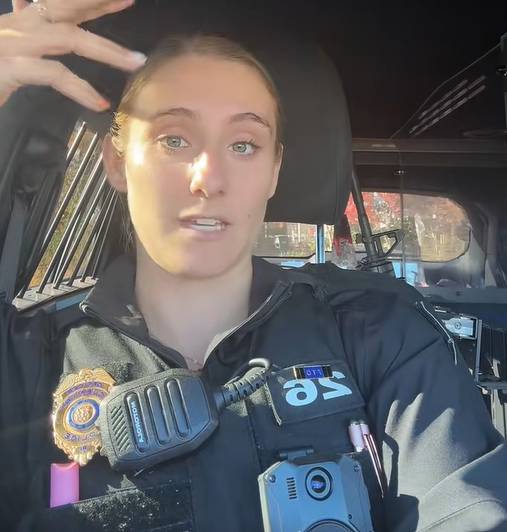 Screenshot from video of police officer explaining speeding